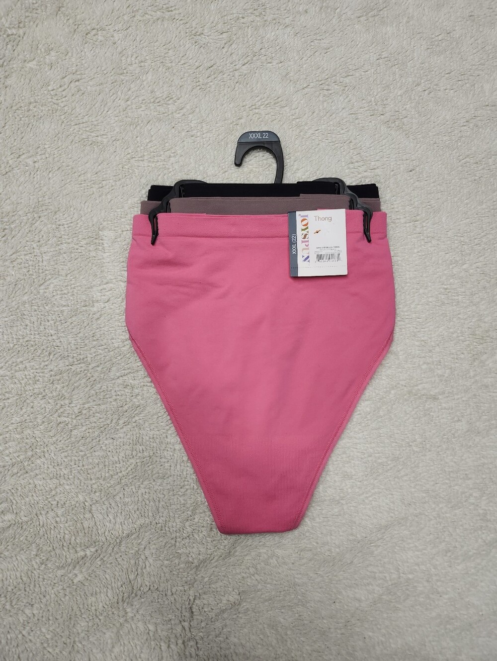 • Joyspun Women Thong Panties 3 Pack Size XXXL 22 Plus NWT Seamless Pink Black